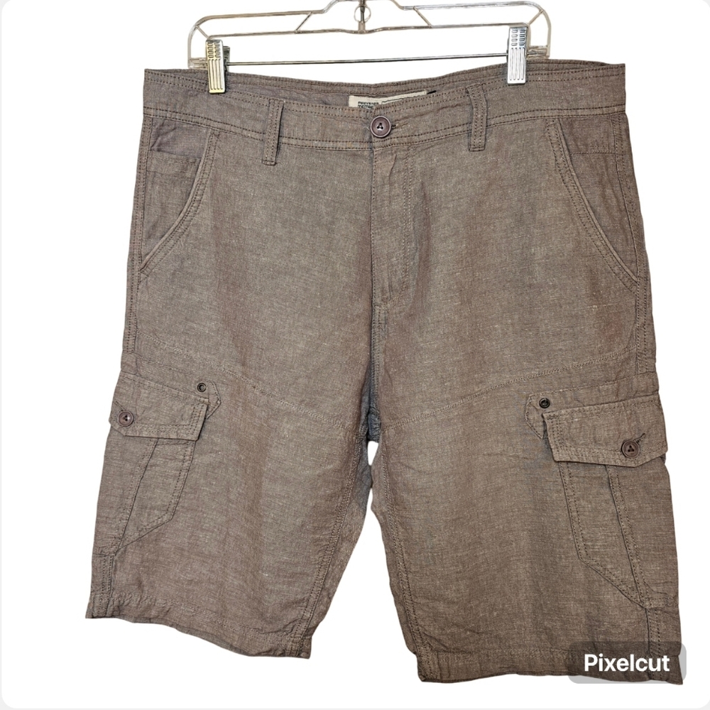 👍Private Member grey linen cotton cargo shorts men size 36 US